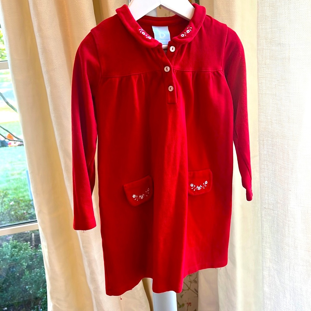 BELLA BLISS RED PIQUE FLORAL EMBROIDERED KNIT DRESS